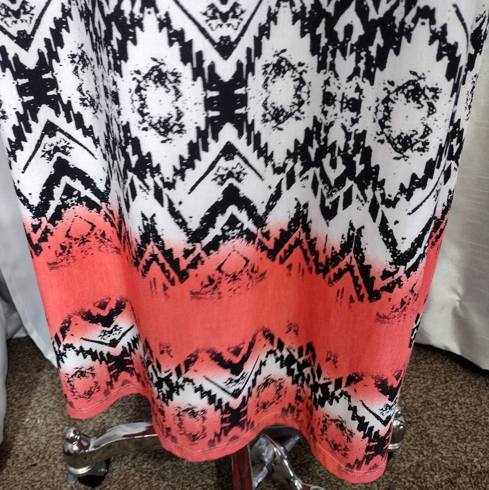 2 Pc: Trixie TAG Maxi Dress+Banana Republic Silk Blouse, Black/White/Coral, XS - Picture 11 of 16